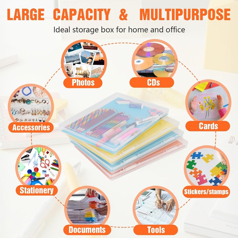 FUIJOL Photo Storage Box 11.5x8.5 Inch, 10 Pcs Portable Board Game Storage Container, A4 Paper Storage Box, Craft and File Organizer for Home/Office (8.5 * 11.5inch-10pcs) - Image 4